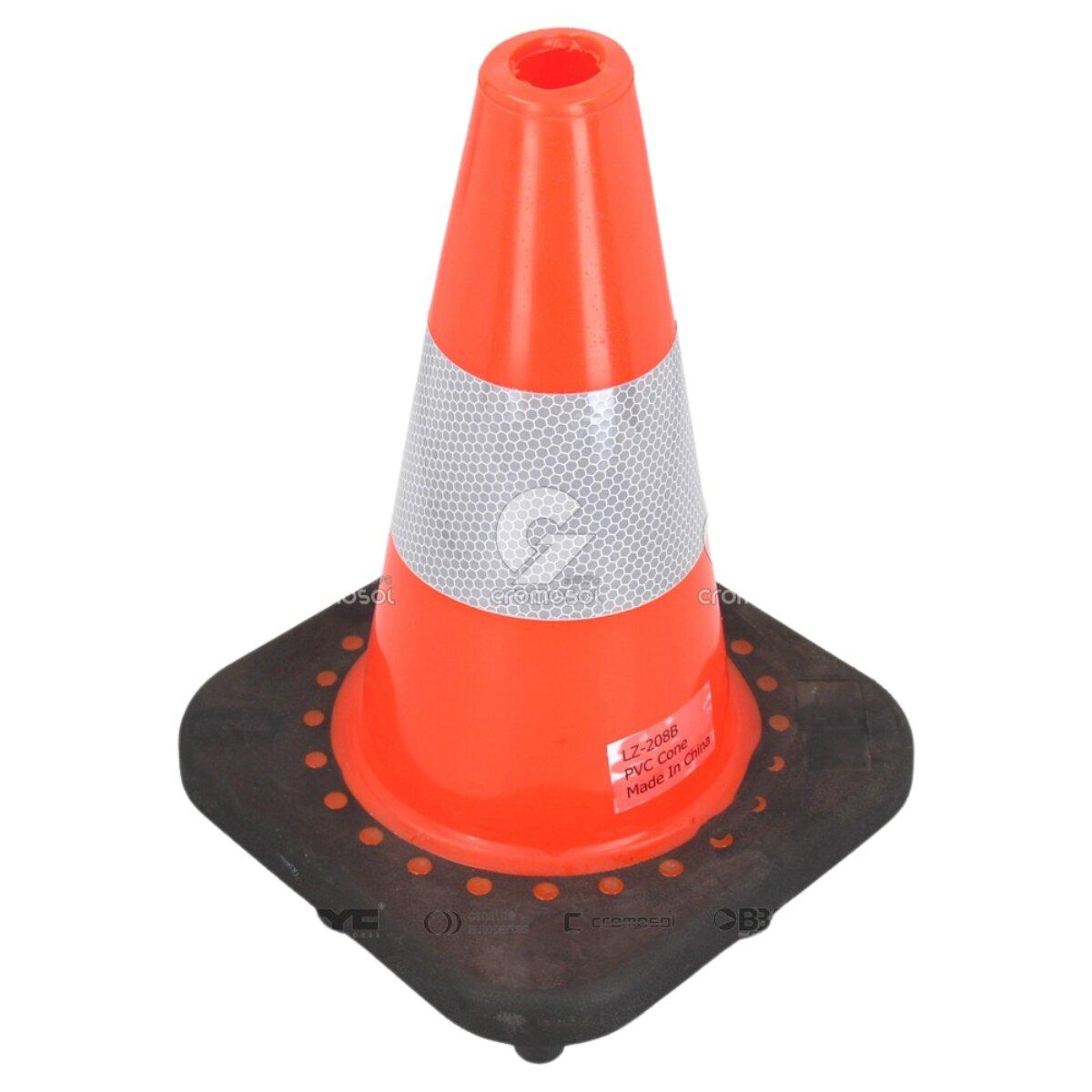 Cono vial alto 30 cm reflectivo — naranja 22x22 cm base