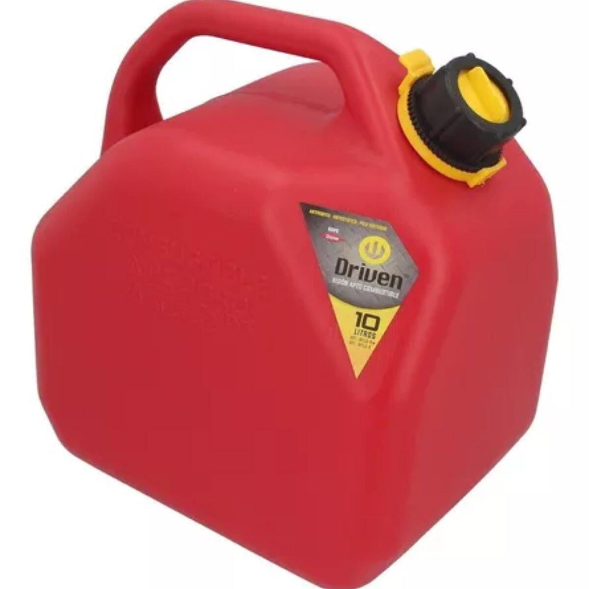Bidón de combustible profesional rojo 10 litros con embudo surtidor antiventeo