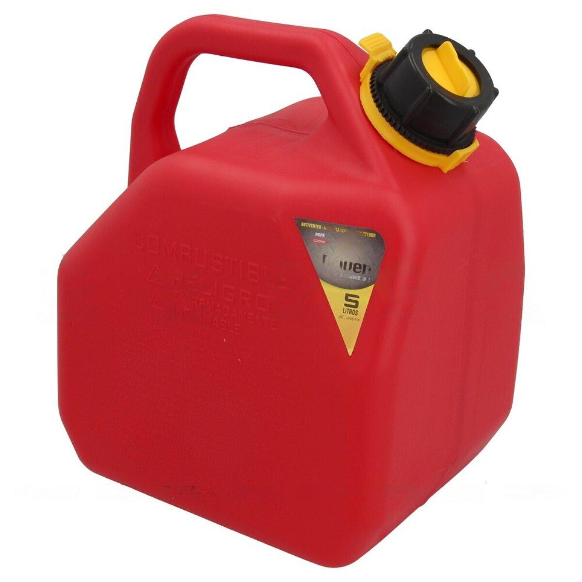 Bidón de combustible profesional rojo 5 litros con embudo surtidor antiventeo