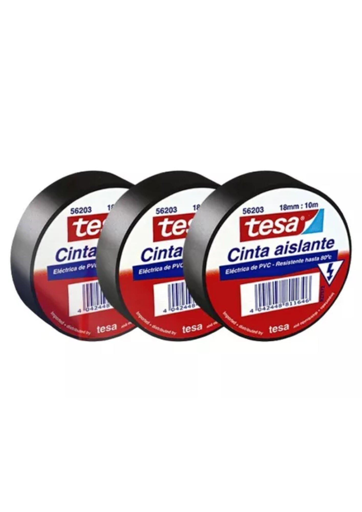 Cinta aisladora negra 18mm x 10m — Tesa (pack x10 unidades)