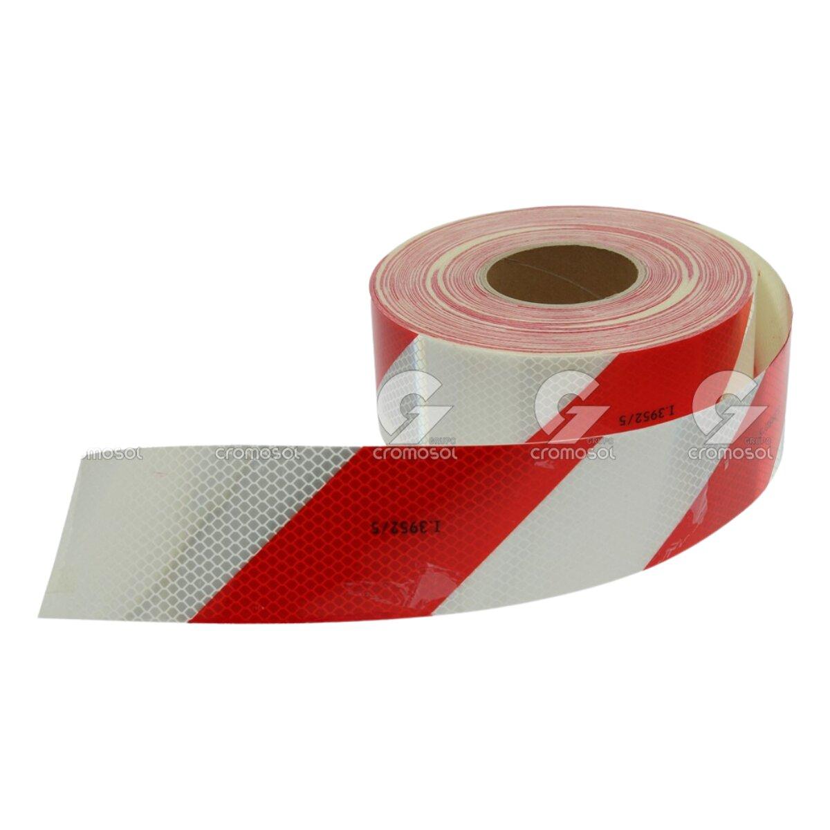 Cinta reflectiva rojo/blanco cebra 7.5 cm (rollo 45.7 m)