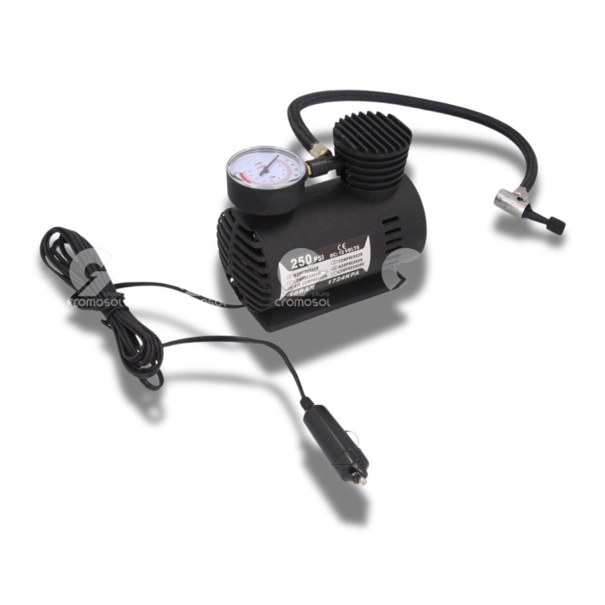 Mini compresor universal 12V 250 PSI con varios picos