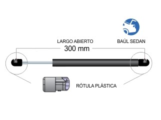 Amortiguador de baúl 310 mm — Peugeot (408)