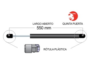 Amortiguador de baúl 550mm — Chevrolet (Corsa)