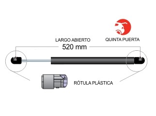 Amortiguador de baúl 520 mm — Fiat (Palio Weekend)