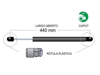 Amortiguador de capot 440 mm — Ford (F100)