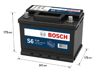 BATERIA 60 AMP - LARGO 241 / ANCHO 175 / ALTO 175 - BORNE - 12V - 480 CCA - GTIA 18 MESES | DERECHO