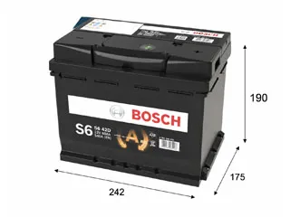 BATERIA 60 AMP - LARGO 242 / ANCHO 175 / ALTO 190 - BORNE - 12V - 570 CCA - START STOP -GTIA 24 MESE | DERECHO