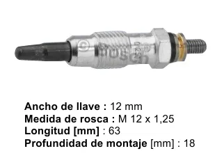 Bujia precalentadora ford courier 97/06 / Ford escort 99/03 / Ford fiesta 96/03 / Ford mondeo