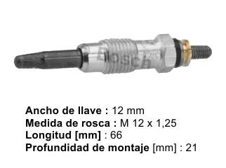 Bujia precalentadora fiat ducato 94/98 / Ford Courier / Ford Escort / Ford Fiesta / Renault master 97/03