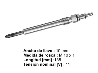 BUJIA PRECALENTADORA CHEVROLET ASTRA 03/10 / CHEVROLET VECTRA 98/03 / CHEVROLET ZAFIRA 00/.. / CHRYSLER PT CRUISER 06/09