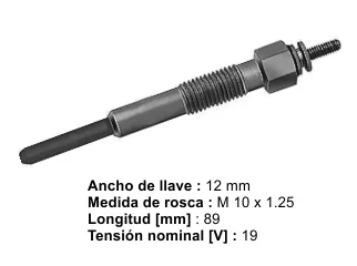 BUJIA PRECALENTADORA CHEVROLET ASTRA 96/98 / CHEVROLET COMBO / CHEVROLET CORSA / ISUZU GEMINI