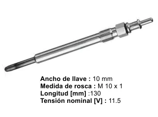 BUJIA PRECALENTADORA CHRYSLER PT CRUISER / JEEP GRAND CHEROKEE 03/05 / MERCEDES BENZ CLASE C 97/10 / MERCEDES BENZ CLASE E 99/03 / MERCEDES BENZ CLASE ML 00/06 / MERCEDES BENZ CLASE S 02/06 / MERCEDES BENZ CLK / MERCEDES BENZ SPRINTER 00/13 / MERCEDES BENZ VIANO 99/.. / MERCEDES BENZ VITO 00/03