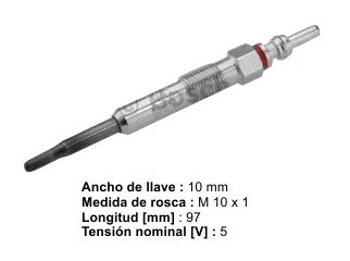 BUJIA PRECALENTADORA AUDI A2 / AUDI A3 04/08 / AUDI A4 01/05 / SEAT TOLEDO 00/06 / VOLKSWAGEN GOLF 07/11 / VOLKSWAGEN PASSAT / VOLKSWAGEN TRANSPORTER 06/11 / VOLKSWAGEN VENTO 06/..