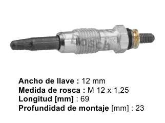 Bujia precalentadora mercedes benz 190 83/93 / Mercedes benz 200 84/93 / Mercedes benz 250 85/93 / Mercedes benz 300 85/93 / Mercedes benz 350 89/93 / Mercedes benz 780 97/.. / Mercedes benz 790 89/93 / Mercedes benz clase c 93/00 / Mercedes benz clase e 93/95 / Mercedes benz clase s 90/95 / Mercedes benz Sprinter / Mercedes benz viano