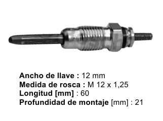 Bujia precalentadora renault megane 00/09 / Volvo 540 96/99 / Volvo S40 98/01 / Volvo V40 97/01