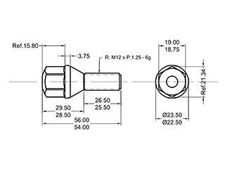 Bulón de rueda 12x26 P1.25 — Citroen/Peugeot (206, 306, 405, Berlingo, C3, DS3, Partner, Xsara, Xsara Picasso)