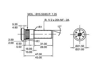 Espárrago de rueda 1/2x46 — Ford (F100, Ranger)