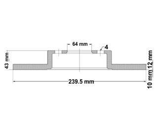 Disco de freno Ka/Fiesta/Courier delantero solido diametro 239.50 mm (1063) Ford | 1996-2003