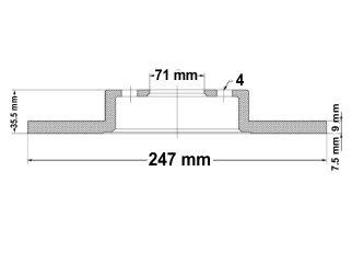 Disco de freno C3/C4 trasero solido diametro 247 mm_ Peugeot / Citroen | 307