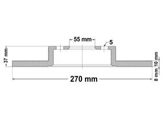 Disco freno toyota corolla 1.8 16V-2.0 16V disco trasero solido diametro 270 mm (5442)