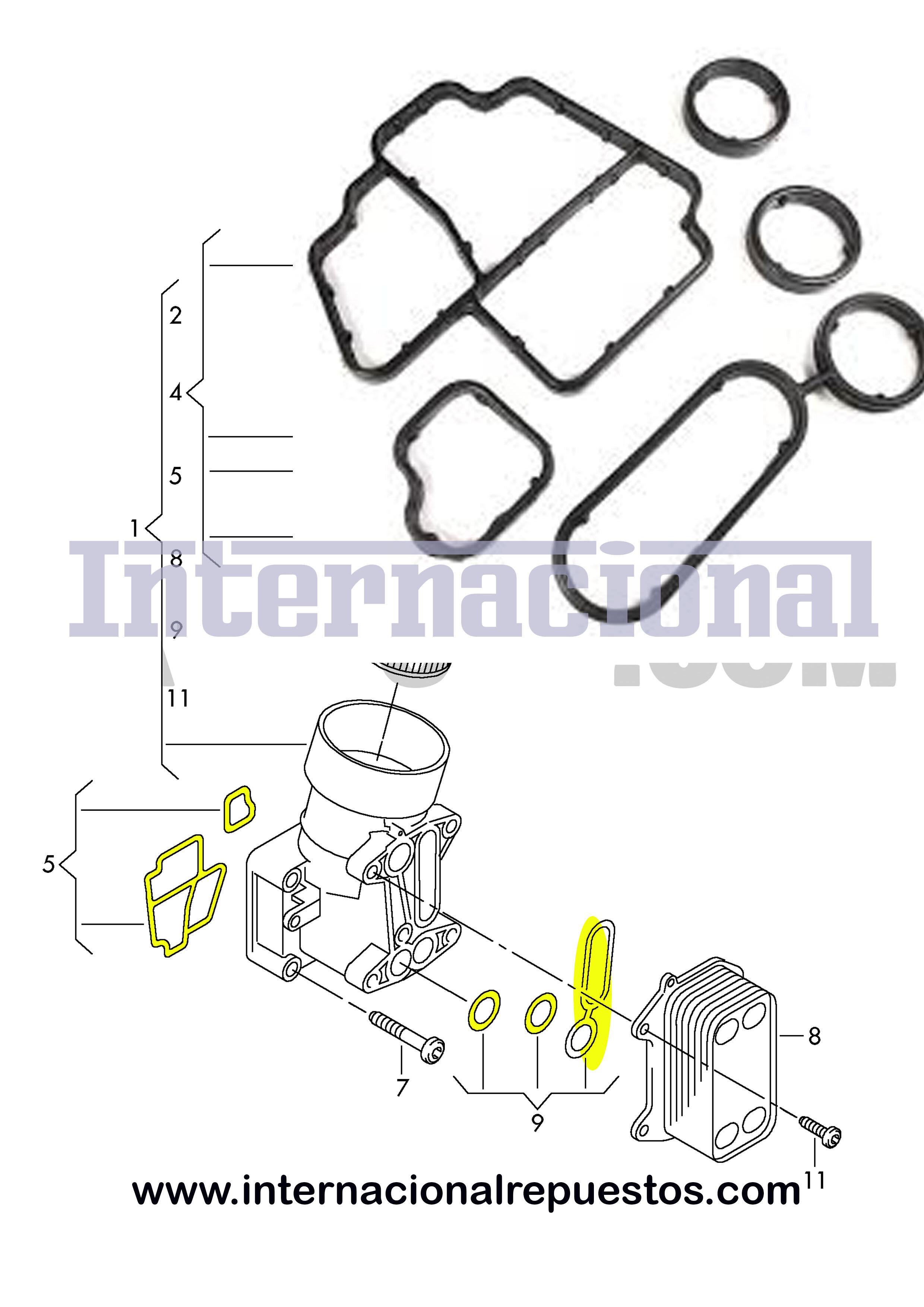 Kit oring enfriador aceite importado amarok vento 03L -- v 03L198441+03L198070