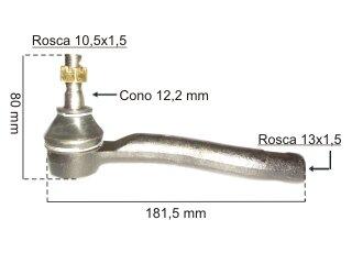 Extremo direccion curvo izquierdo rosca hembra 14X1.5 (3881T) Toyota | Corolla | 2002-2008