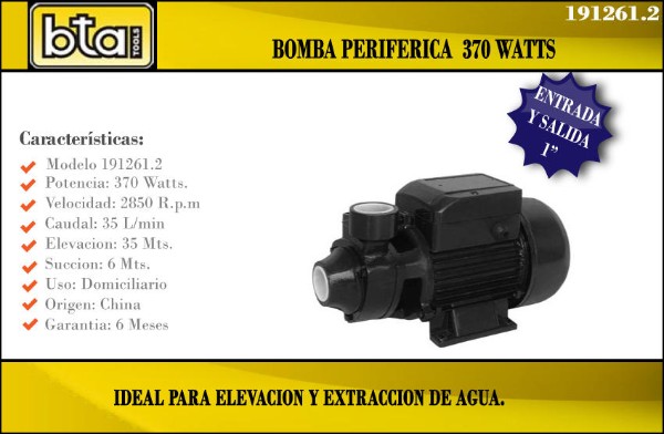 BOMBA PERFIFERICA PARA EXTRACCION Y ELEVACION 35 LITROS X MINUTO