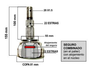 Homocinetica Corsa/Prisma/Agile/Aveo estrias - Copa 81 mm - Seguro combinado_ Chevrolet | Corsa | 2022-2022