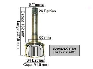 Homocinetica pick up 4X4 estrias - Copa 94.5 mm - Seguro externo_ Toyota | 2001-2005