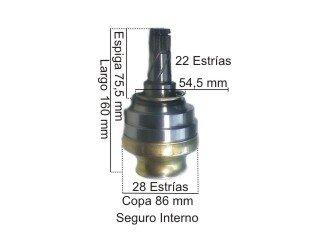 Homocinetica lado caja Corsa/Classic/Celta/Agile junta deslizante lado caja - Estrias - Copa 82 mm (0130 - 69/8924 - 800 - 356/509 - Chevrolet | Corsa | 2022-..