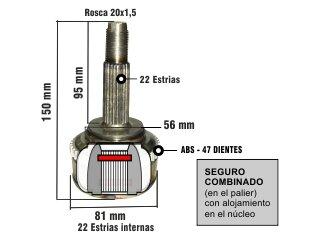 HOMOCINETICA 1.6 16V ESTRIAS - COPA 81MM - ABS 47 DIENTES - SEGURO COMBINADO (80/0010 - - 0419) CHEVROLET | AVEO | 2022-2022 1.6 16V