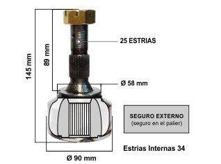 HOMOCINETICA PARTNER/306/405/406 TD/ C4 ESTRIAS 25/34 COPA 88 MM SEGURO EXTERNO (4825/6013 - 273 - 0101 - 4375/6850 - PEUGEOT / CITROEN | 306 | 1.9