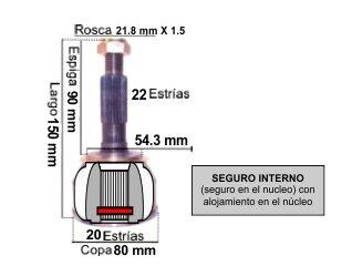HOMOCINETICA PALIO/SIENA/FIORINO 97/..ESTRIAS - COPA 80 MM - SEGURO INTERNO (2210 - 15/339 - 515/339 - 0111 - 151/599 - 2151/599) FIAT / JEEP | PALIO | 1997-..