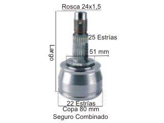 Homocinetica fiat 500 Fire/Doblo/Stilo Cobalt/Onix/Prisma estrias 25/22 copa 80 seguro combinado (4359/6124 - 81/6927 - 5076 - 3165VKJA ) Chevrolet | Onix | 1.4