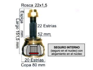 HOMOCINETICA PALIO/SIENA MOTOR ESTRIAS 22/20 COPA 80 MM SEGURO INTERNO (2210 - 15/339 - 515/339 - 0111 - 151/599 - 2151/599) FIAT / JEEP | PALIO | FIRE