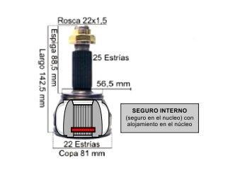 HOMOCINETICA FIESTA/ESCORT/COURIER ESTRIAS 25/22 - COPA 81 MM - SEGURO INTERNO (354 - 2435 - 1525/279 - 25/279) FORD | ESCORT