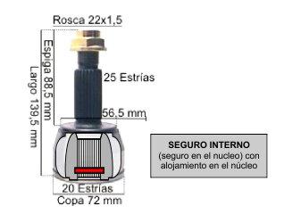 Homocinetica endura 97/../Fiesta estrias 25/20 - Copa 72 mm - Seguro interno (2431VKJA - 81/609 - 0124) Ford | Ka | 1.3