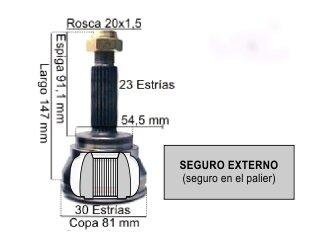 HOMOCINETICA ESTRIAS COPA 81 MM SEGURO EXTERNO_ FORD | ESCORT | 2023-.. 1.8