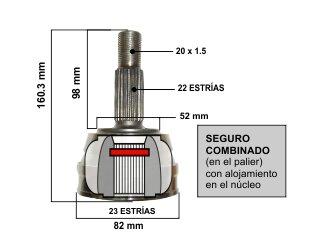 HOMOCINETICA II/MERIVA/MONTANA ESTRIAS - COPA 82 MM - ABS 29 DIENTES - SEGURO COMBINADO_ CHEVROLET | CORSA | 2022-2023