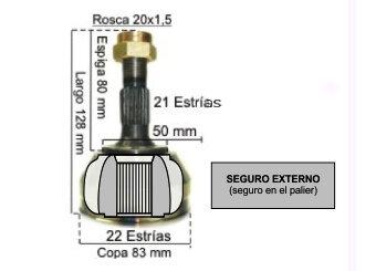 HOMOCINETICA 205 ESTRIAS - COPA 83 MM - SEGURO EXTERNO (090 - - 2325 - 19/2621) PEUGEOT / CITROEN | 2021-2022