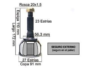 HOMOCINETICA ESTRIAS - COPA 91MM - SEGURO EXTERNO_ RENAULT | TRAFIC | 1985-1992