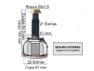 HOMOCINETICA MEGANE/KANGOO/TWINGO/LOGAN/SANDERO ESTRIAS - COPA 81MM - SEGURO INTERNO_ RENAULT | LOGAN | 2021-2022