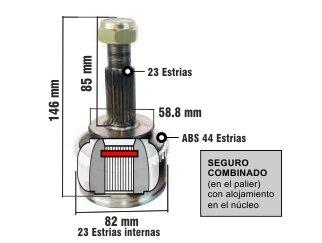 HOMOCINETICA KANGOO/MEGANE ESTRIAS - COPA 82 MM - SEGURO COMBINADO (2/2323 - 4090/6716) RENAULT | KANGOO | 2023-2023