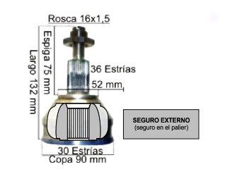 HOMOCINETICA FOX/CROSS FOX/SURAN/POLO 04/.. ESTRIAS 36/30 - COPA 90 MM - SEGURO EXTERNO_ VOLKSWAGEN | FOX | 1.6