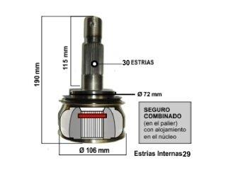 HOMOCINETICA 3.0 2005/ ESTRIAS 30/29 - COPA 106 MM - SEGURO INTERNO (0310 - 5845 - 4893/6047 - 85/9100 - 01/K040) TOYOTA | HILUX | 2.5