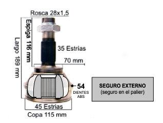 Homocinetica peugeot boxer 35/45 copa 115MM con abs (30/2997 - 4683/6634 - 2250 - 0108) Fiat / Jeep | Ducato