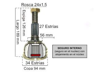 HOMOCINETICA BLAZER/S10 ESTRIAS - COPA 94 MM - ASIENTO RETEN 56 MM - SEGURO INTERNO_ CHEVROLET | S10 | 2027-..