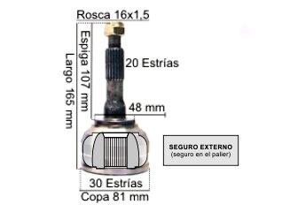 HOMOCINETICA 12 CAJA DE 5TA ESTRIAS - COPA 81 MM - SEGURO EXTERNO_ RENAULT | 2020-..