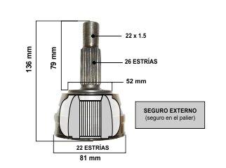 Homocinetica fit estrias - Seguro externo Honda | City | 2009-2013 1.5